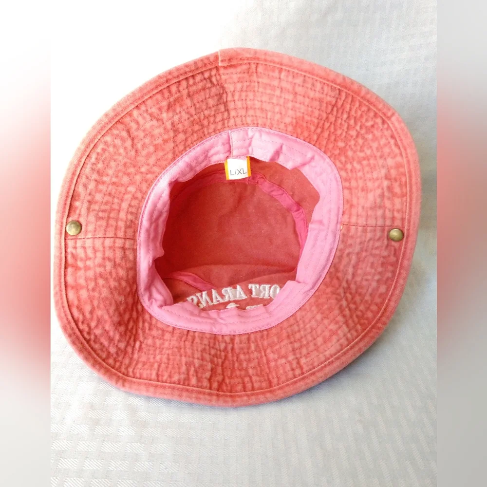 Port Aransas Sun Hat Embroidered by Lucky 7 USA Large / XL Pink Cotton Packable